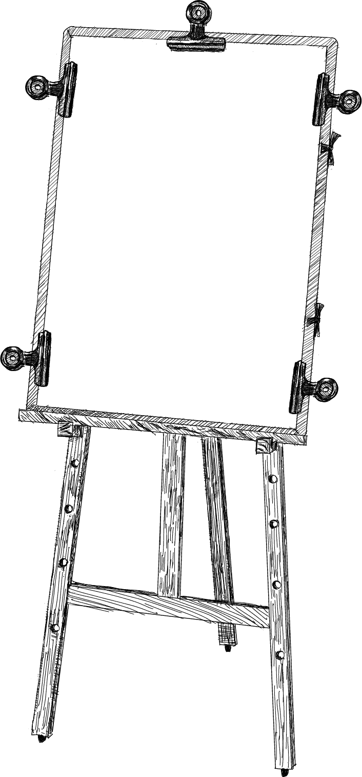 スケッチ画のようなイーゼルのイラスト